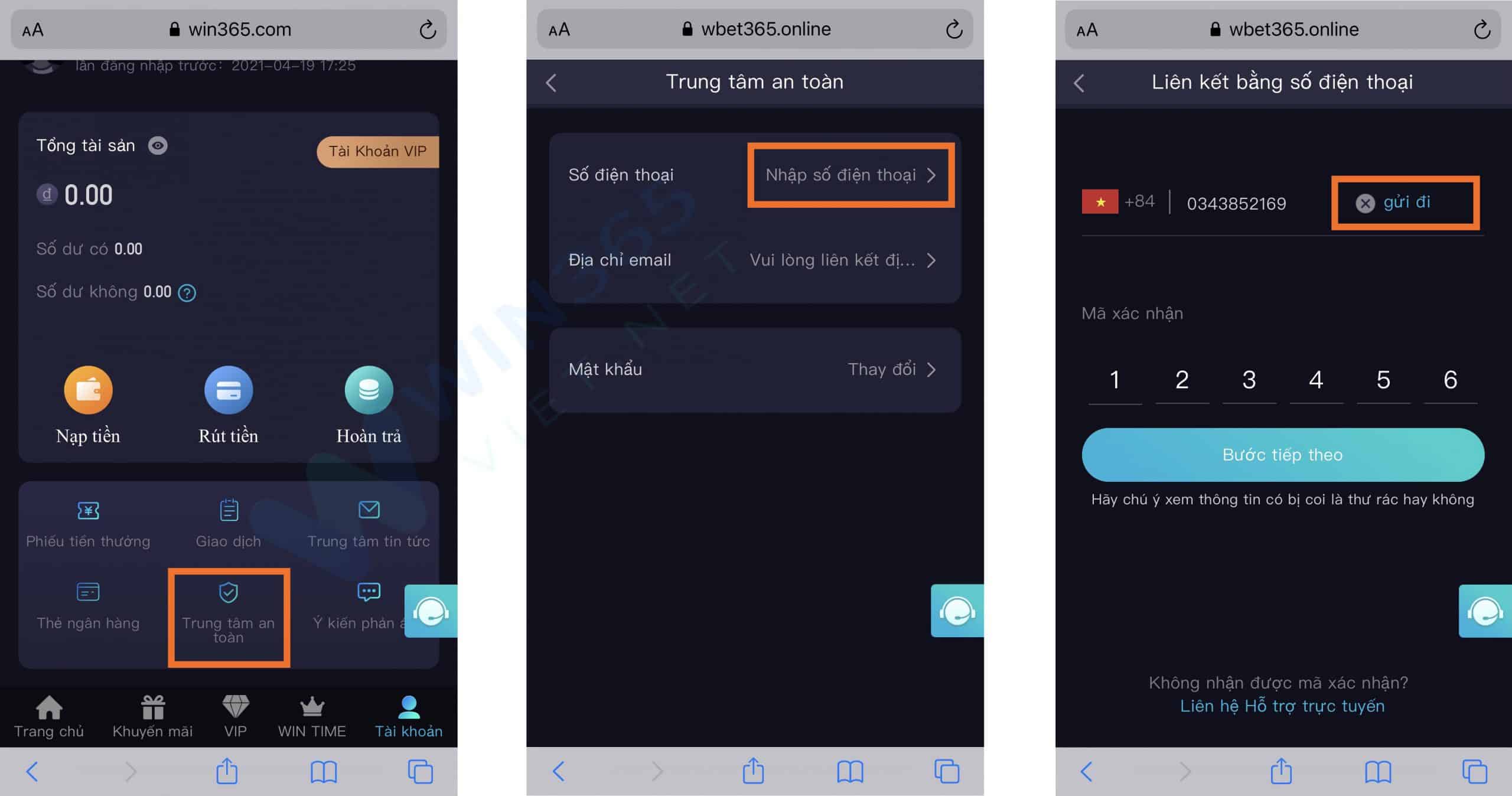 xác minh số điện thoại win365