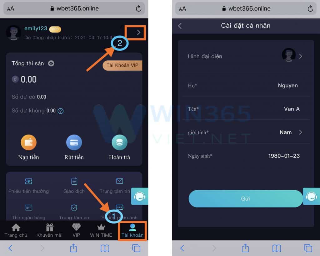 Điền thông tin cá nhân đăng ký Win365