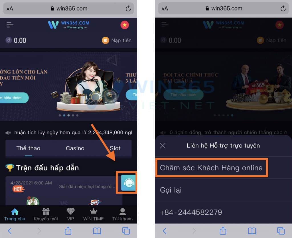 Liên hệ chăm sóc khách hàng 