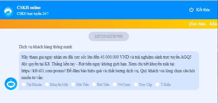 Link vào chăm sóc khách hàng nhanh chong