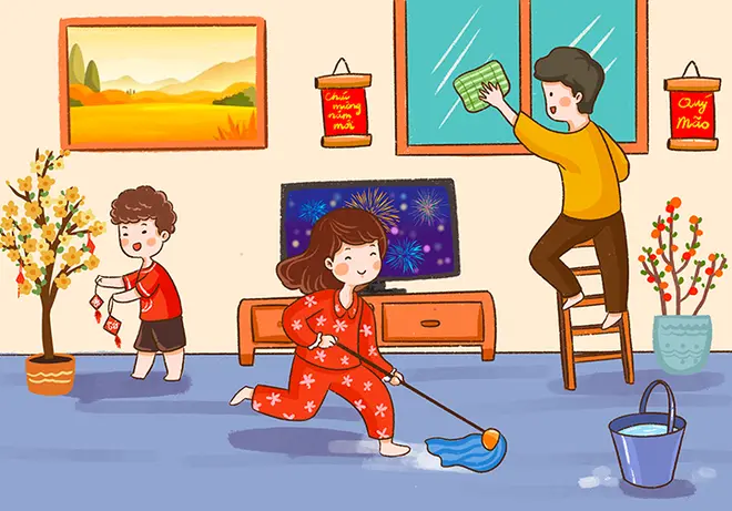 Mộng thấy lau chùi nhà ăn tết